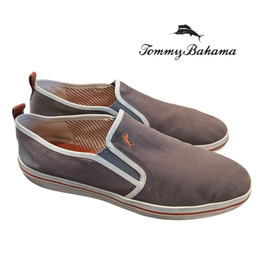 Tommy Bahama Relaxology Men’s Mocha Canvas Slip-on Sneakers 12